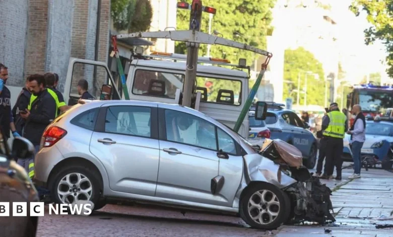 Man ploughs car into crowd in Italy before trying to stab them