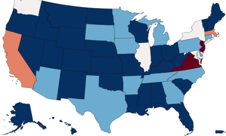 Map Shows States With Most H-1B Visas Approved Per American Worker