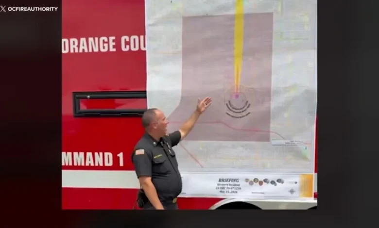 Map shows potential OC blast zone if unstable chemical tank explodes