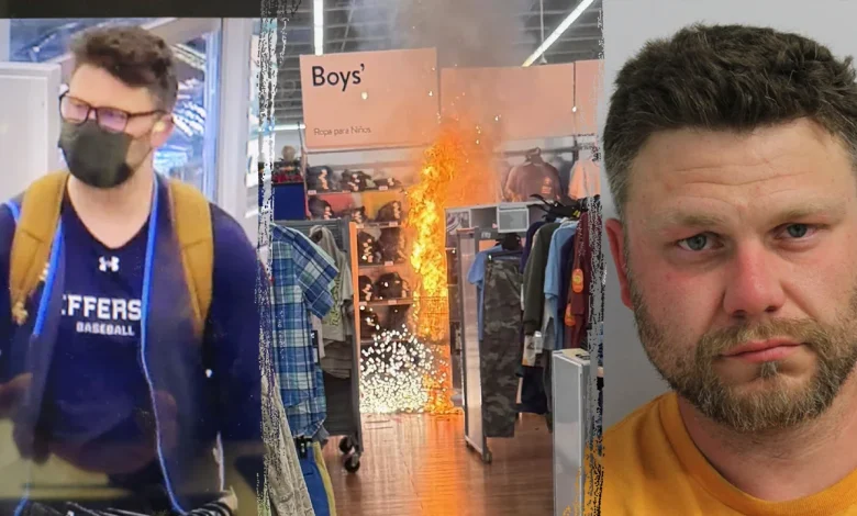 Masked suspect charged with using fuel, fireworks in Walmart kids section as cover for massive jewelry heist