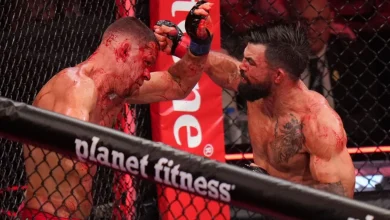 Mike Perry batters, bloodies Nate Diaz into corner stoppage