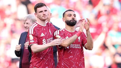 Mohamed Salah in tears as he and Andy Robertson get guards of honour on Liverpool farewells