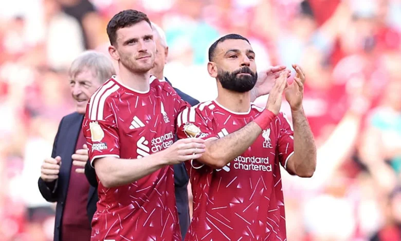 Mohamed Salah in tears as he and Andy Robertson get guards of honour on Liverpool farewells