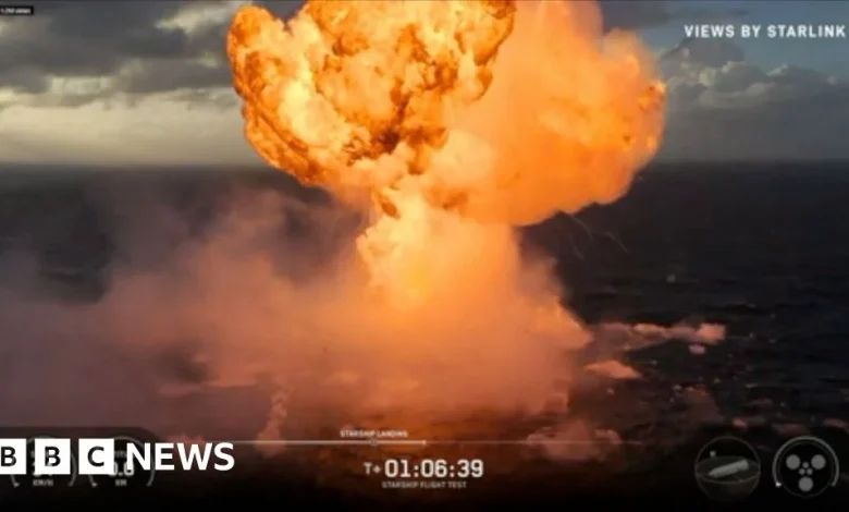 Moment SpaceX rocket explodes in the Indian Ocean after splashdown