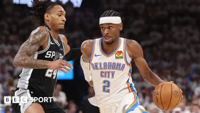 NBA play-offs: Oklahoma City Thunder beat San Antonio Spurs to move one win from Finals