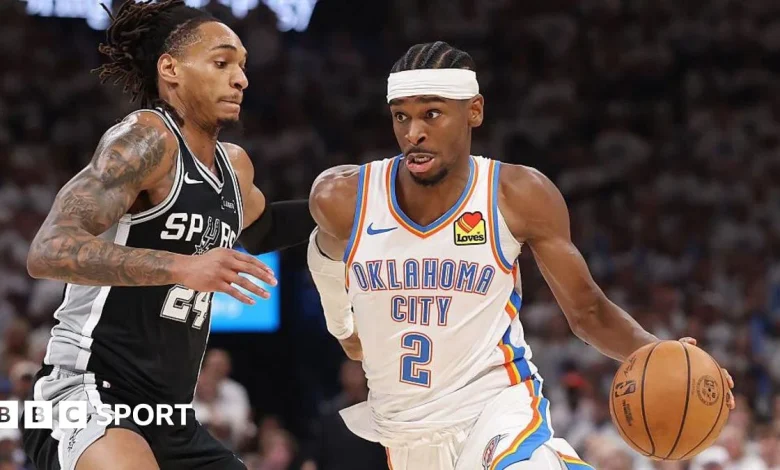 NBA play-offs: Oklahoma City Thunder beat San Antonio Spurs to move one win from Finals