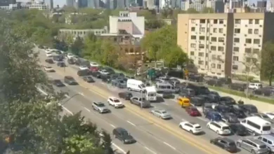 Nail-biting video shows reckless NYC drivers go wrong way on highway to dodge Five Boro Bike Tour traffic