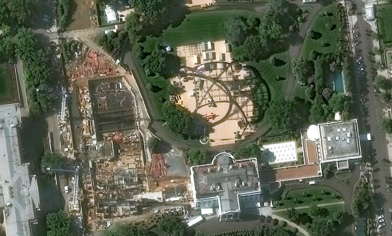 New satellite images show White House ballroom construction, UFC bout cage - USA Today