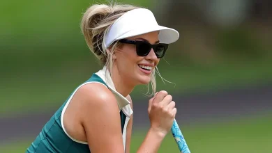 Paige Spiranac's swing is so hot it gets flagged as she hits the course in country club approved attire