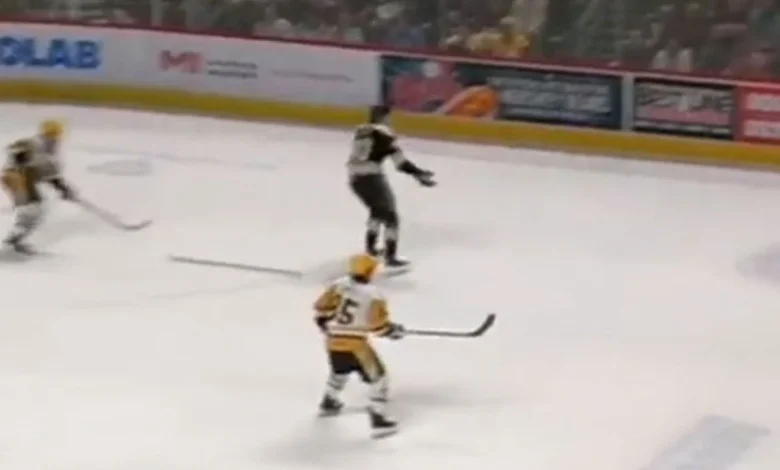 Penguins win Game 3 in overtime 4-3 after Ilya Protas gets stick slashed out hands on Avery Hayes’ game-tying goal: ‘I think it was a penalty’