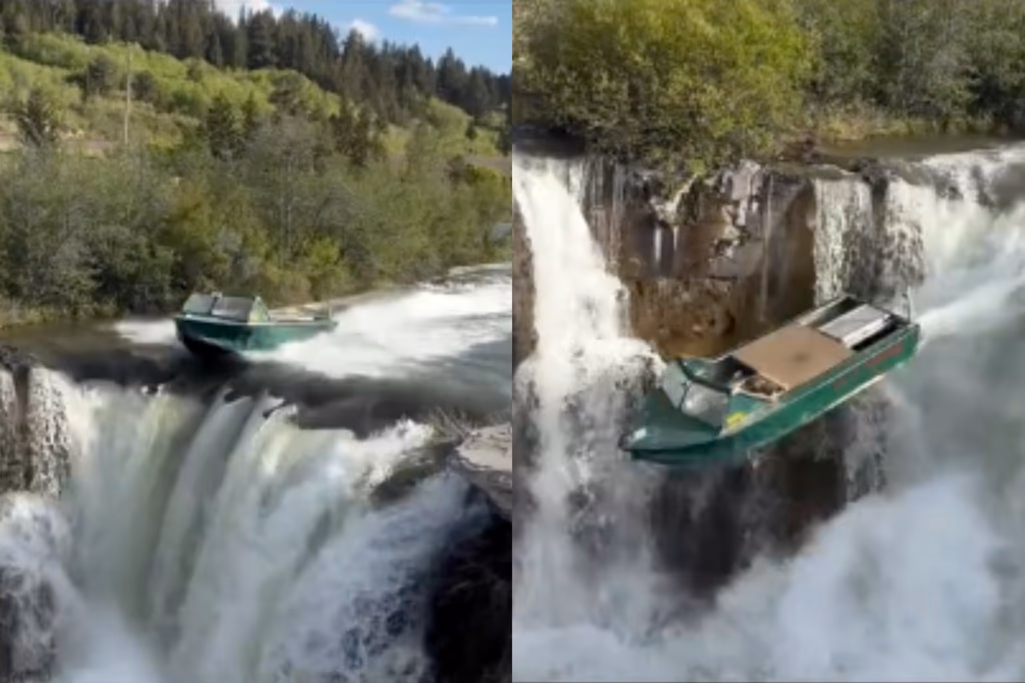 RCMP looking into viral video of a boat plunging off a popular waterfall in Alberta