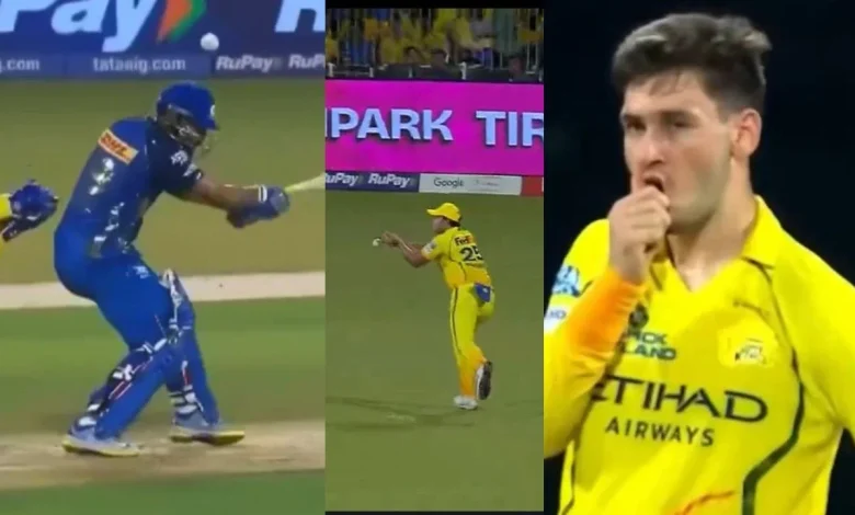 Shivam Dube spills an absolute SITTER of Naman Dhir in CSK vs MI clash