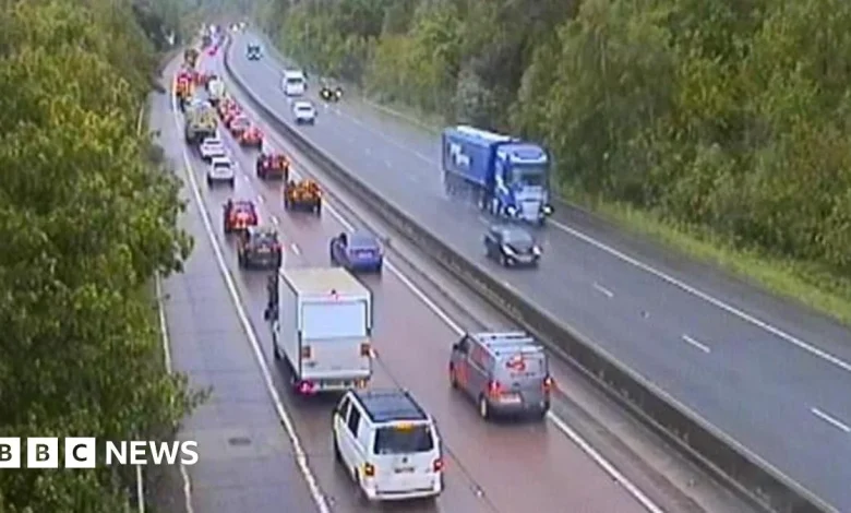 Shropshire-Wolverhampton M54 closed for 'several hours' as car leaves road