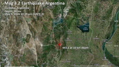 Small Magnitude 3.2 Quake Hits 20 km Northeast of Villa Dolores, Argentina Late at Night