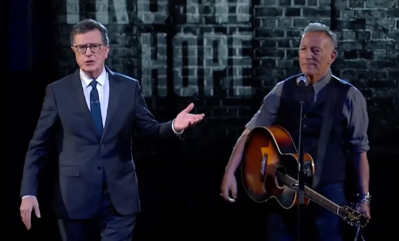 Springsteen Salutes Colbert: He Lost His Show Because Trump "Can't Take a Joke"