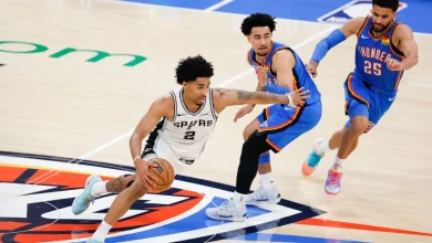 Spurs' Dylan Harper (hamstring) exits Game 2 loss, set for MRI