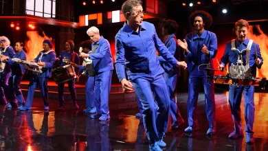 Stephen Colbert Crashes David Byrne’s ‘Burning Down the House’ on Late Show