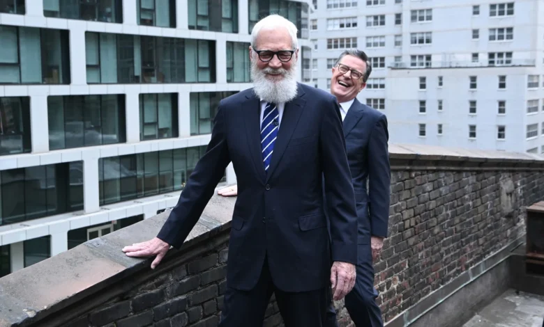 Stephen Colbert, David Letterman Toss CBS Property Off the Roof