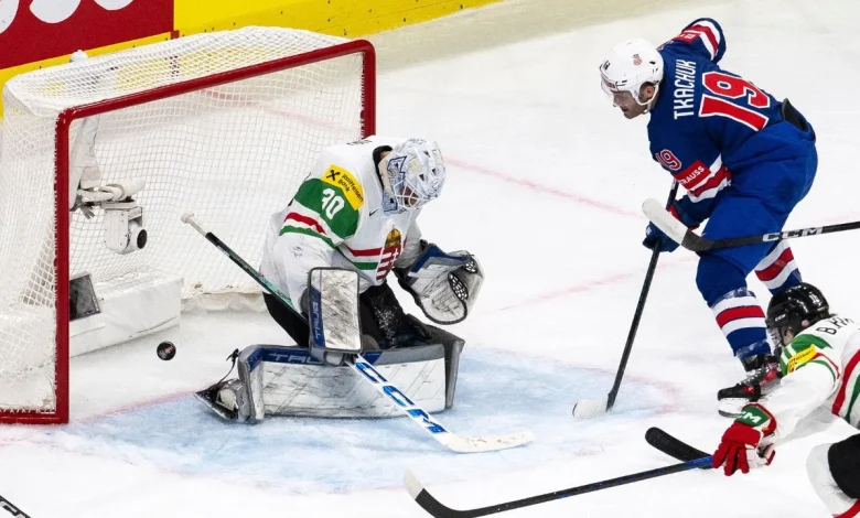 U.S. stays alive at hockey worlds with blowout win over Hungary