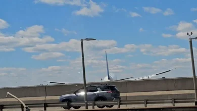 United Airlines Flight 169 collides with truck and light pole as it lands at Newark airport