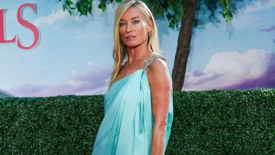 Victoria Smurfit is a vision in blue at Rivals premiere