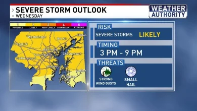 WEATHER ALERT | Severe thunderstorm watch issued for parts of Maryland until 8 p.m.