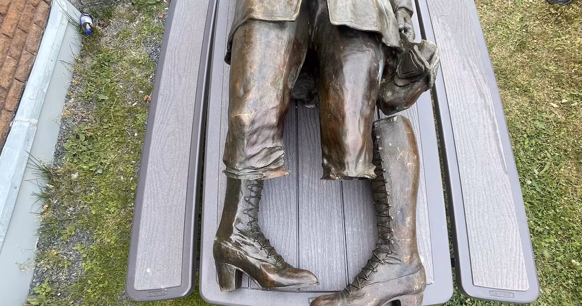 With fanfare and a flyover, Amelia Earhart statue returns to Harbour Grace