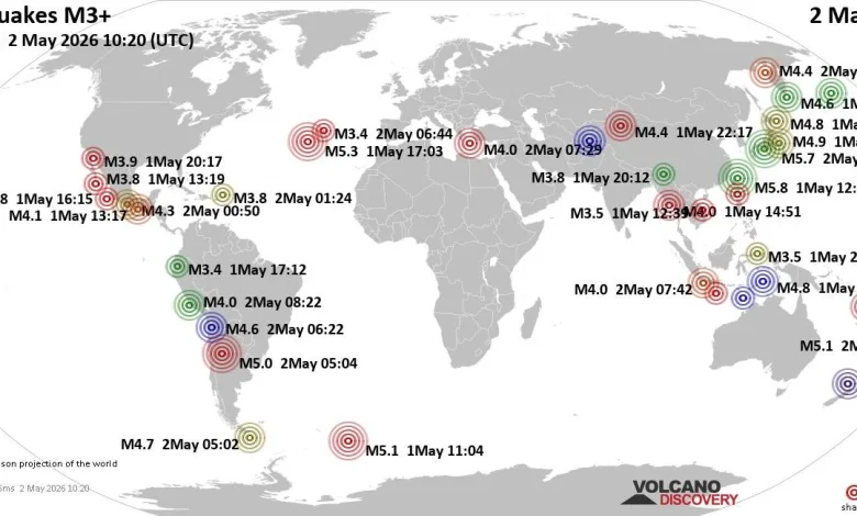 World Earthquake Report for Saturday, 2 May 2026