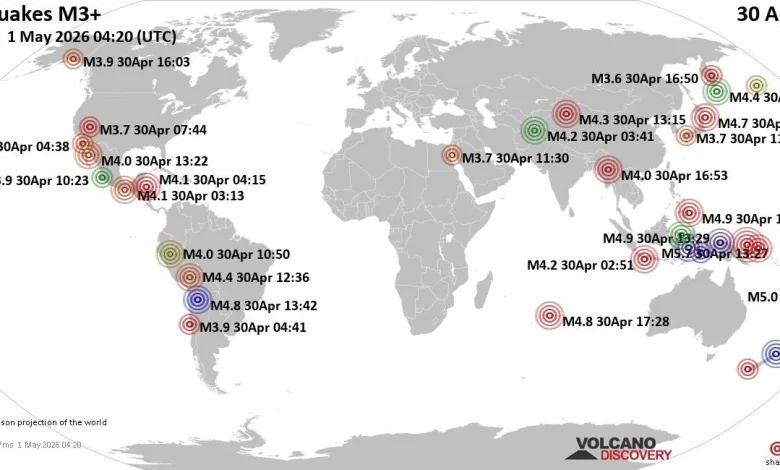 World Earthquake Report for Thursday, 30 April 2026