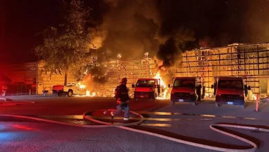 15 cars, 2 buildings destroyed in 2-alarm fire at Redmond landscaping business