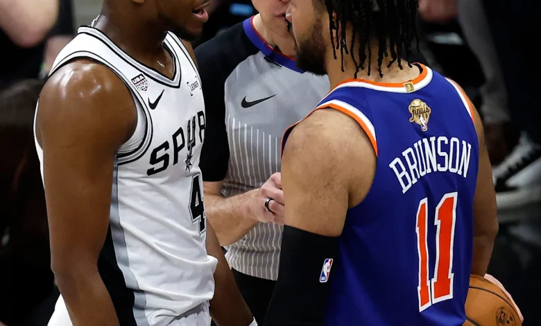Jalen Brunson, De'Aaron Fox stare each other down in heated NBA Finals moment