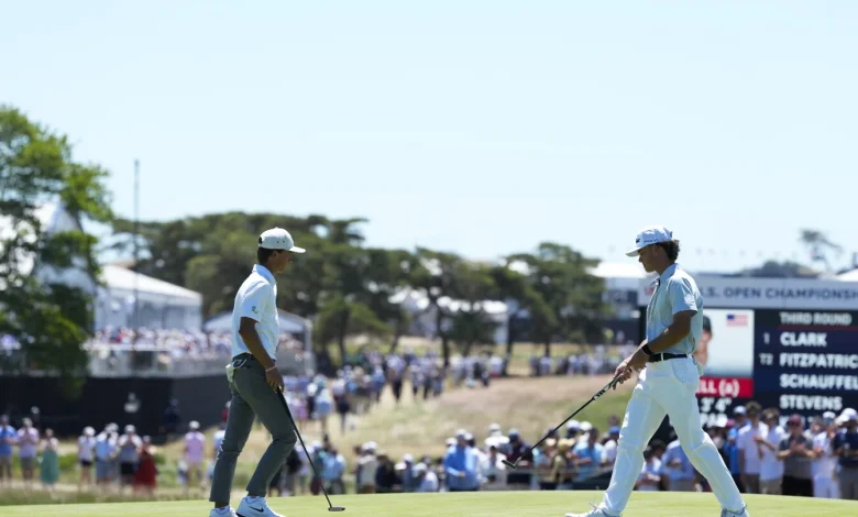 Amateur stars Russell and Koivun play together in the US Open’s ‘future of golf’ pairing