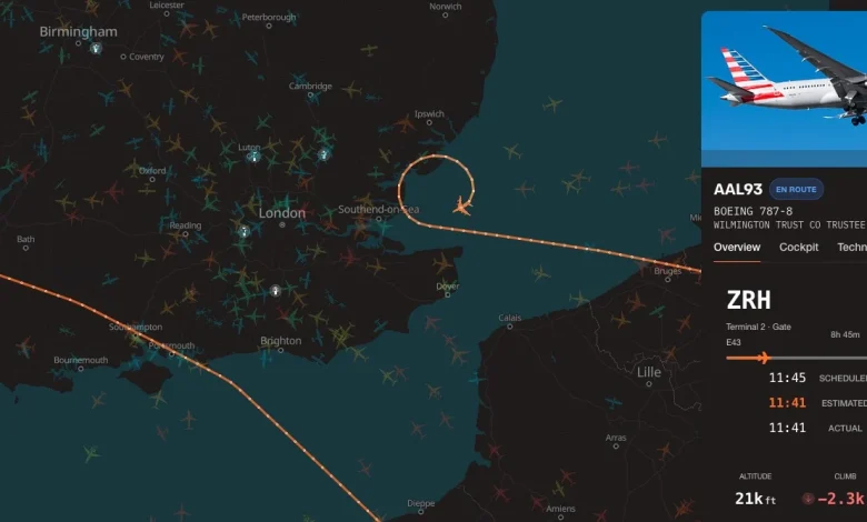 American Airlines flight AA93 to Philadelphia is declaring an emergency off UK coast