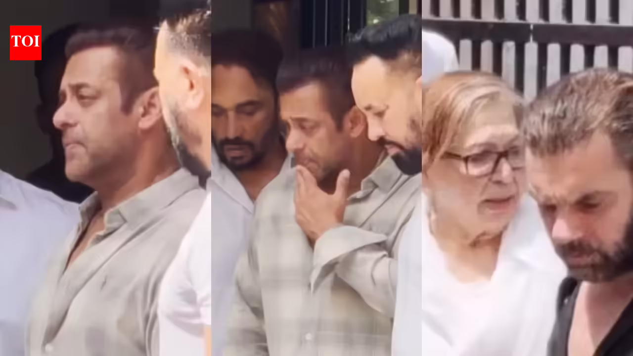 An emotional Salman Khan controls his tears as he attends his friend Kumod Raney's funeral, Helen, Arbaaz