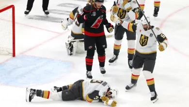 Brayden McNabb injury update: Golden Knights defenseman takes puck up high