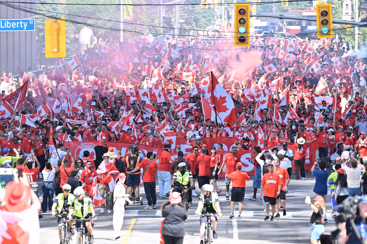 Canada and Bosnia-Herzegovina fans streaming into stadium before opening ceremony and 3 p.m. kick-off
