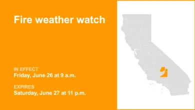 Central California under a fire weather watch Friday and Saturday - high fire danger