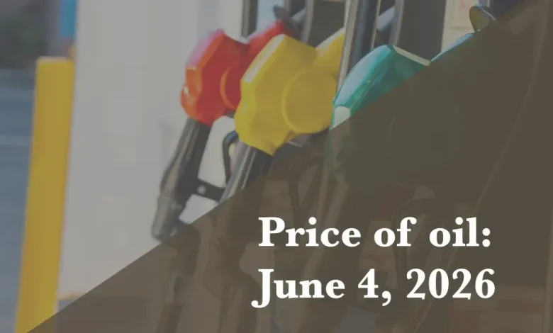 Current price of oil as of June 4, 2026