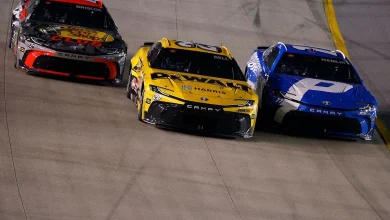 Denny Hamlin wins frantic Nashville NASCAR Cup finish as JGR sweeps top three