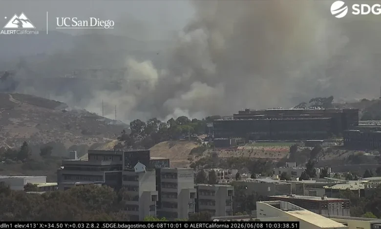 Evacuations under way as crews battle brush fire in Sorrento Valley
