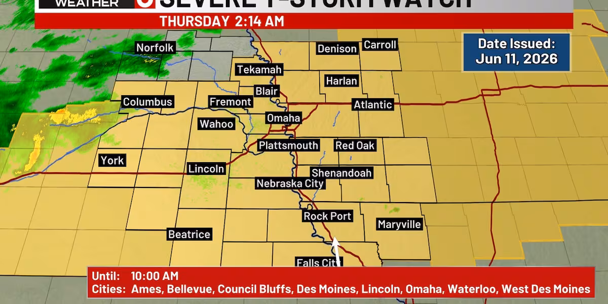 FIRST ALERT: Severe Thunderstorm Watch issued for the metro, surrounding area