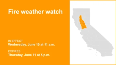 Fire weather watch issued for Northern California for Wednesday and Thursday