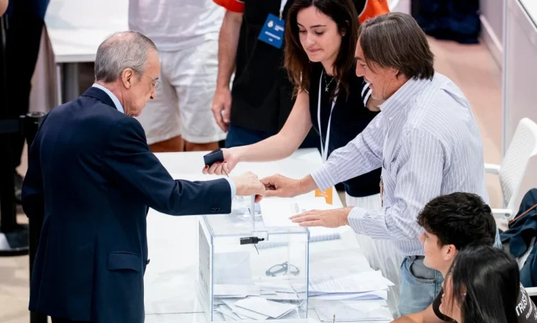 Florentino Pérez winning the election with around 65% of the votes, per exit polls