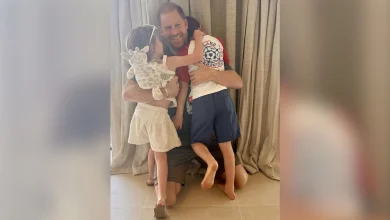 Harry beams and Archie wears England top in Meghan’s Father’s Day post