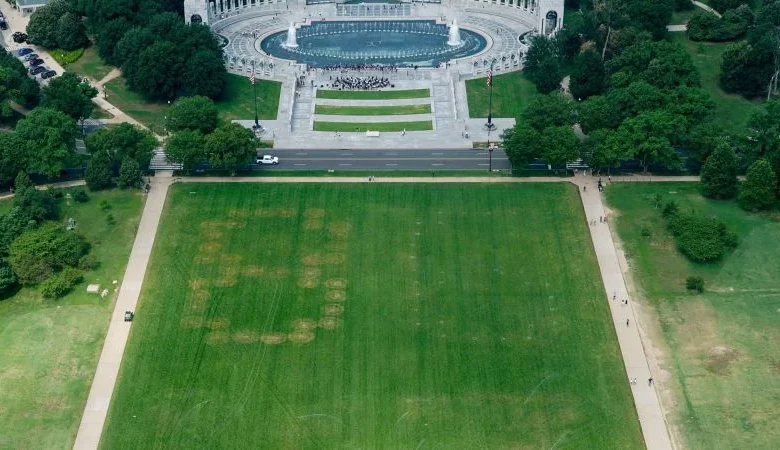 Huge ‘8647’ etched into grass on the National Mall, aerial images show