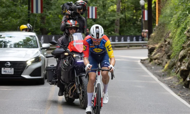 'It's annoying to be out-numbered like that' - Quinn Simmons lets his 'legs talk' with solo march on final lap for third USPro Road National title