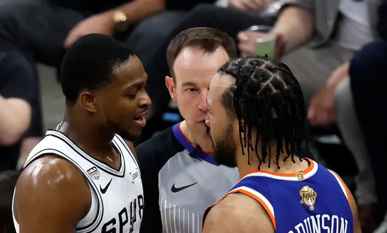 Jalen Brunson, De'Aaron Fox stare each other down in heated NBA Finals moment