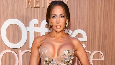 Jennifer Lopez Twists the Naked Dress Trend at the 'Office Romance' Premiere
