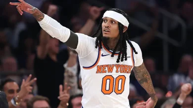 Jordan Clarkson Rocks A Custom Who Decides War Knicks Jacket To The NBA Finals