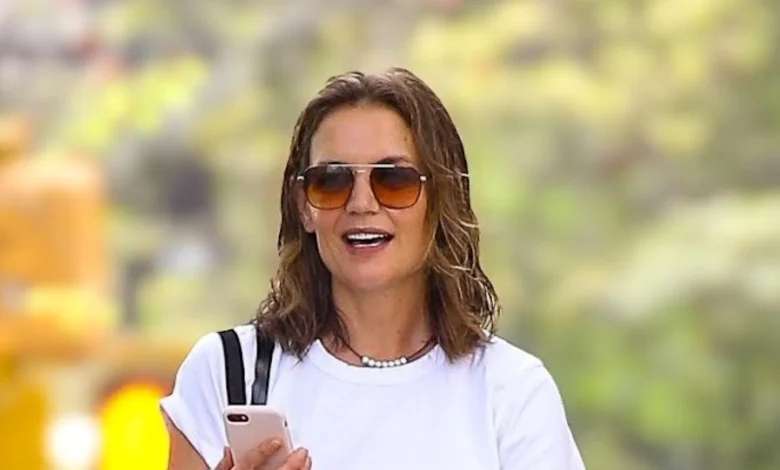 Katie Holmes's white t-shirt and breezy maxi skirt is the timeless heatwave outfit formula that's so easy to recreate